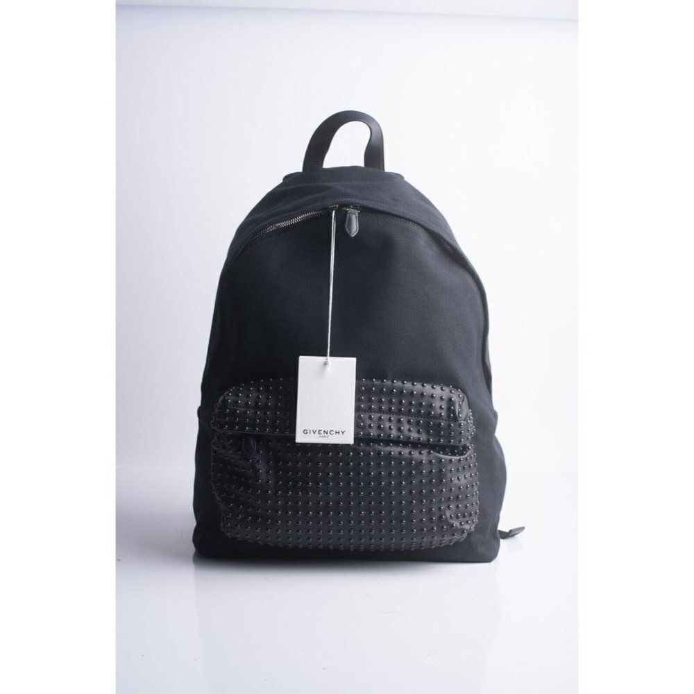 GIVENCHY Unisex Bookbag CI Back Pack Black Large Studded Canvas Leather NWT